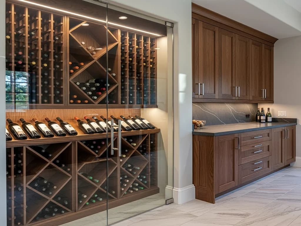 Display Wine Wall & Cellar Cabinetry — representative custom cabinetry by Alderwood Cabinets