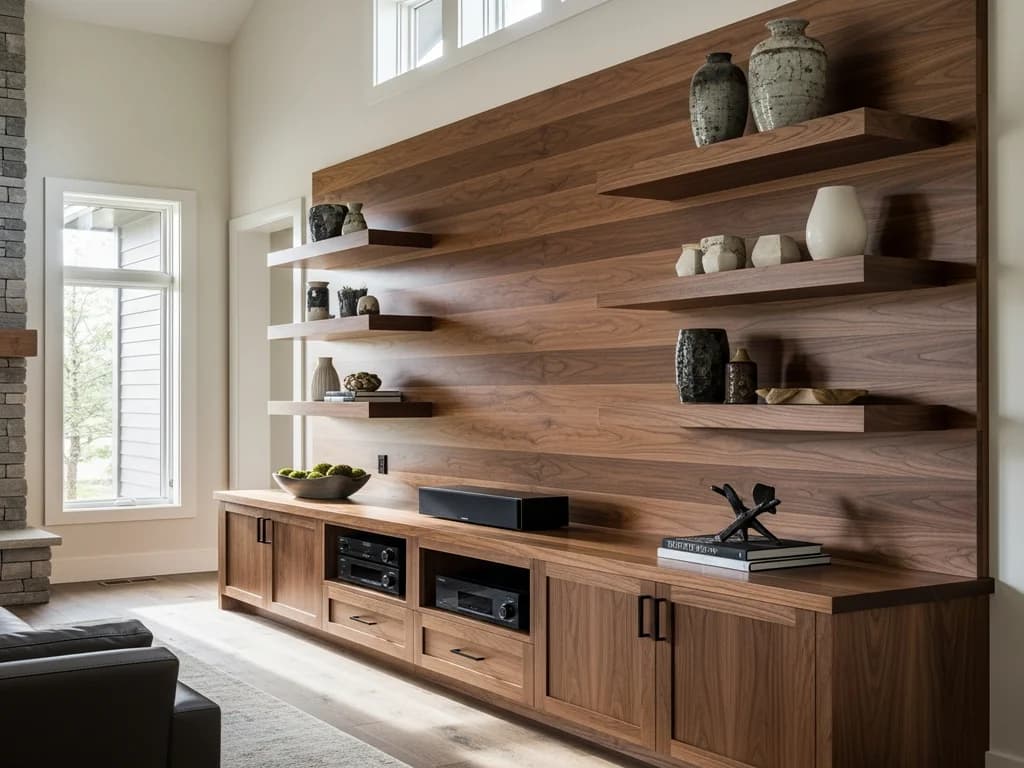 Eagle Great-Room Entertainment Wall — representative custom cabinetry by Alderwood Cabinets