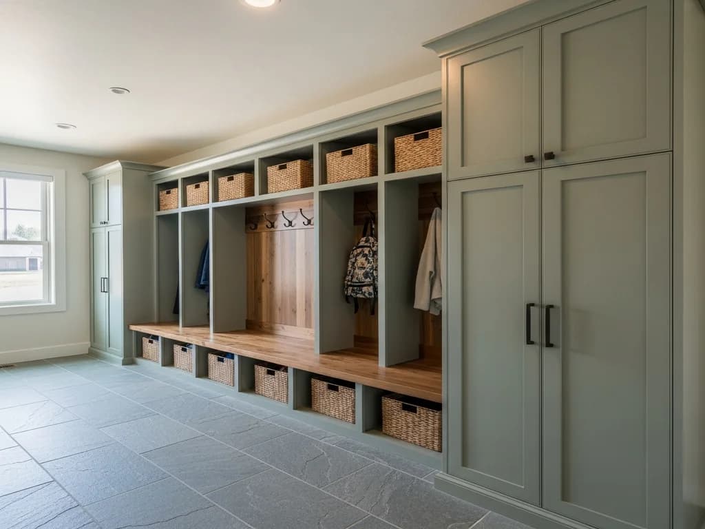 Eagle Mudroom & Drop Zone — representative custom cabinetry by Alderwood Cabinets