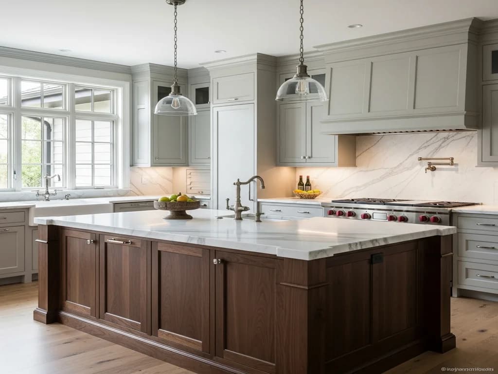 Eagle Transitional Kitchen in Walnut — representative custom cabinetry by Alderwood Cabinets