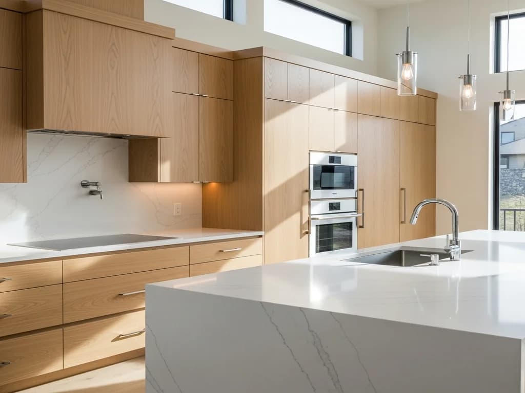 Meridian Modern Frameless Kitchen — representative custom cabinetry by Alderwood Cabinets
