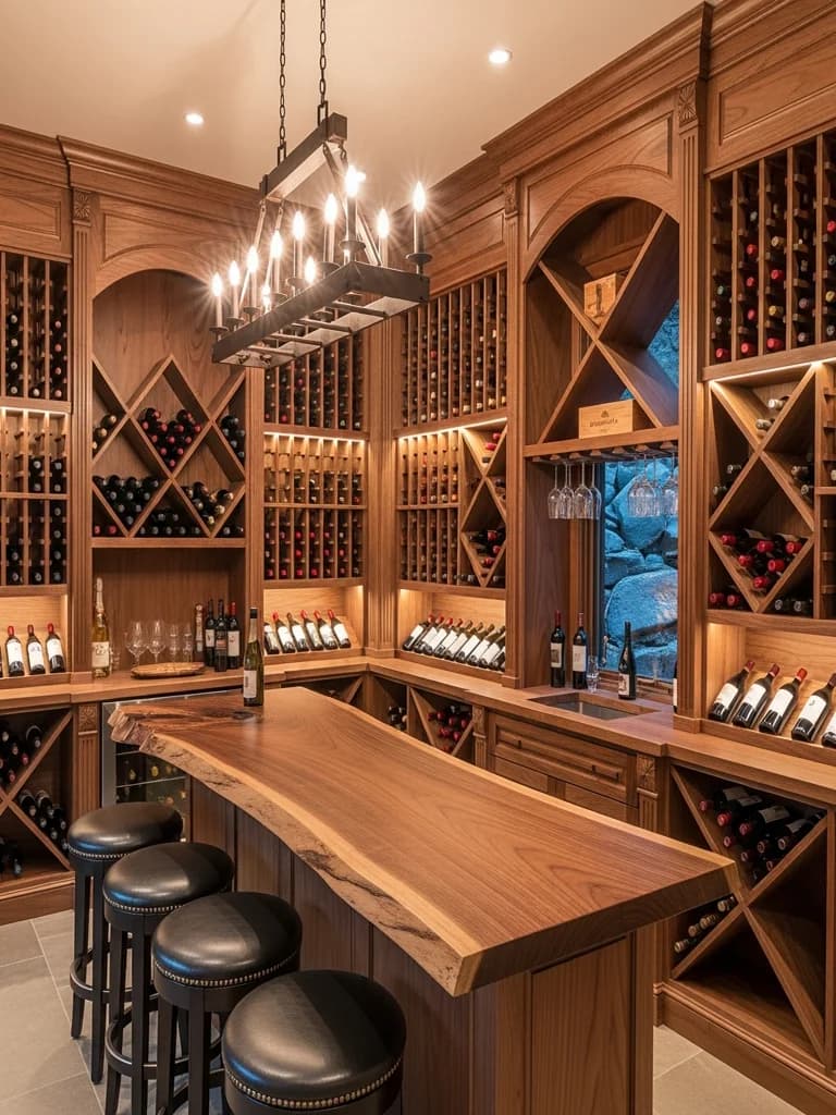 Walnut Wine Cellar & Racking — representative custom cabinetry by Alderwood Cabinets