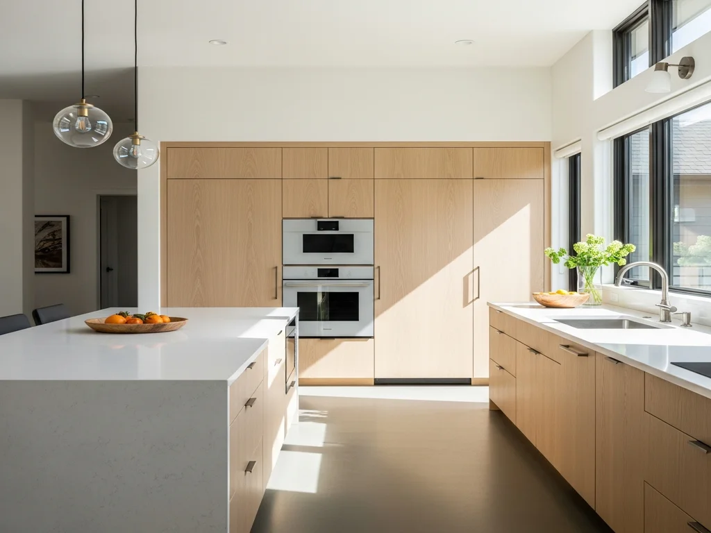 White Oak Modern Kitchen — representative custom cabinetry by Alderwood Cabinets
