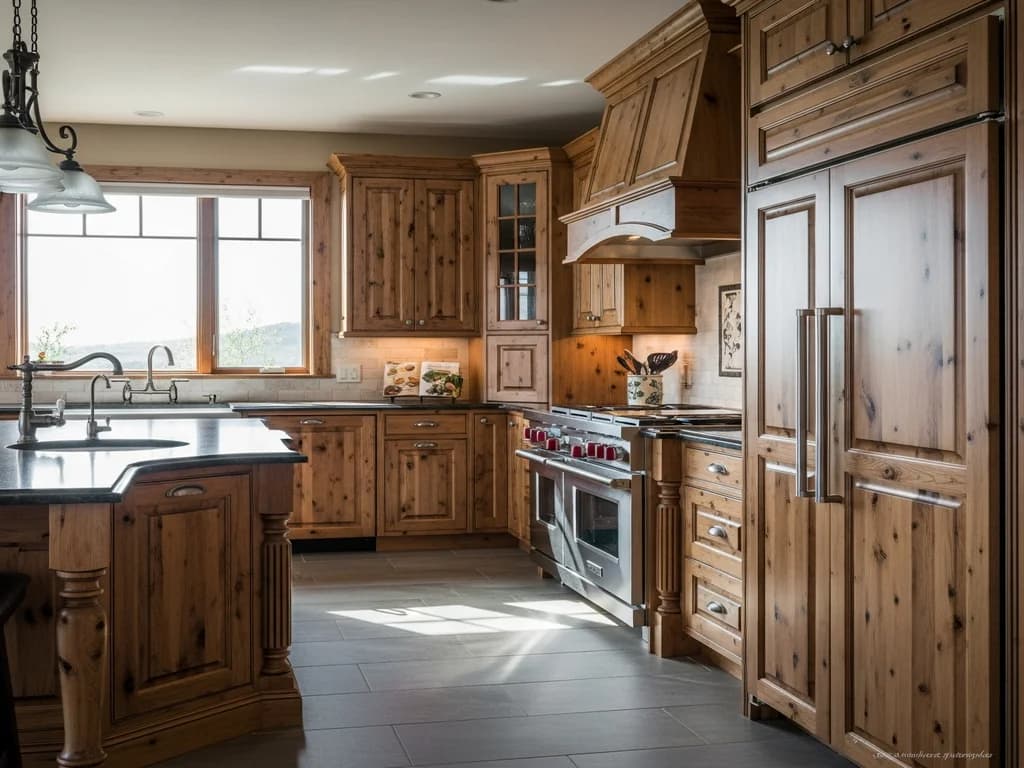Knotty Alder kitchen cabinets designed, built and installed by Alderwood Cabinets in the Treasure Valley, Idaho